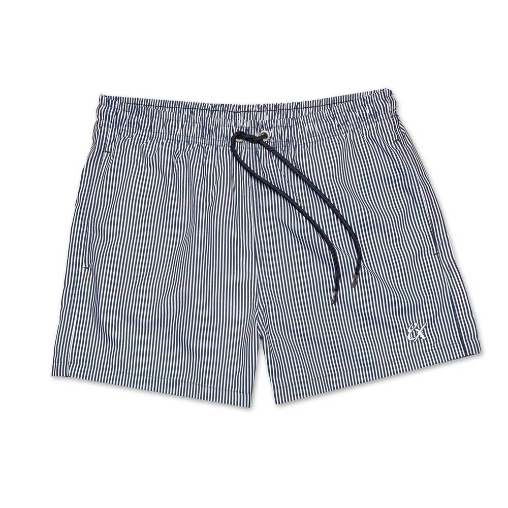 NEW EIGHT X men's striped slim fit swim trunks in navy
